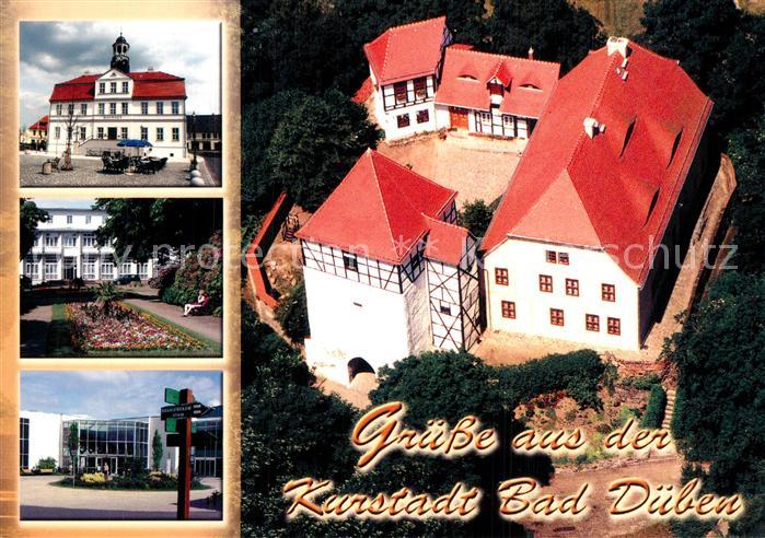 Bad Dueben Rathaus Kurpark mit altem Moorbad Heide Spa Burg mit Burgwaechterhaus