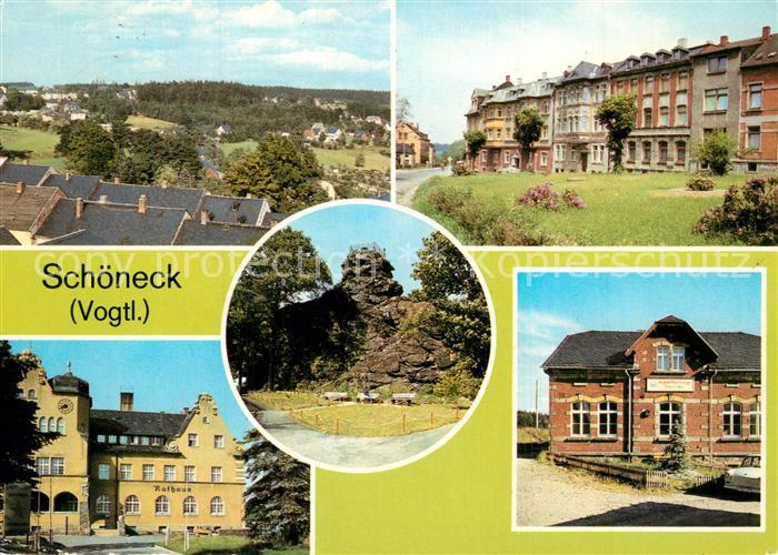 Schoeneck Vogtland Blick vom Alten Soell Thaelmann Breitscheid Platz Rathaus Alt
