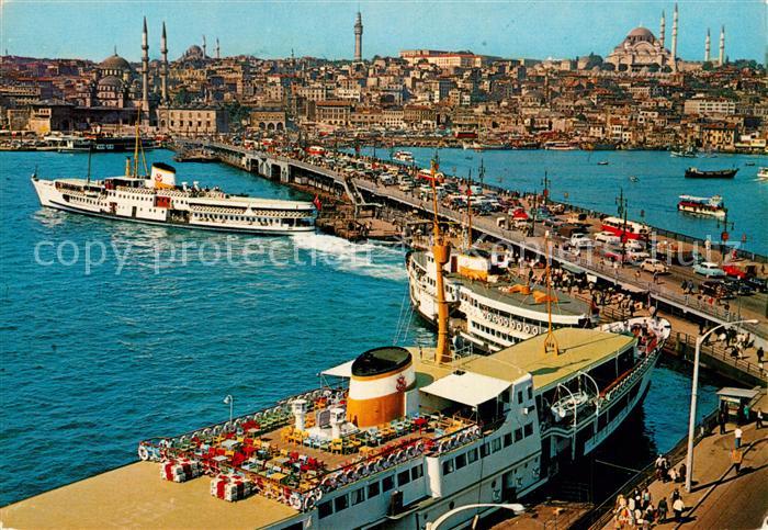 Istanbul Constantinopel Galata Bruecke Neue Mosche und Sueleymaniye