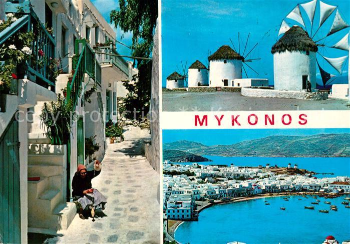 Mykonos Dorfgasse Windmuehlen Hafenpartie