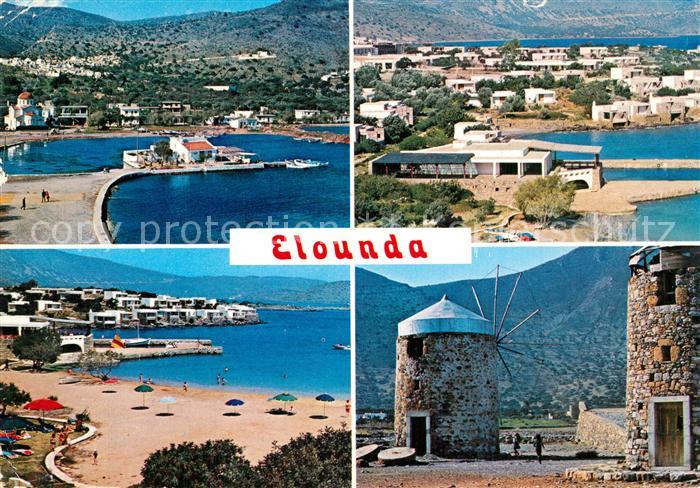 Elounda Kreta Panorama Straende Windmuehle
