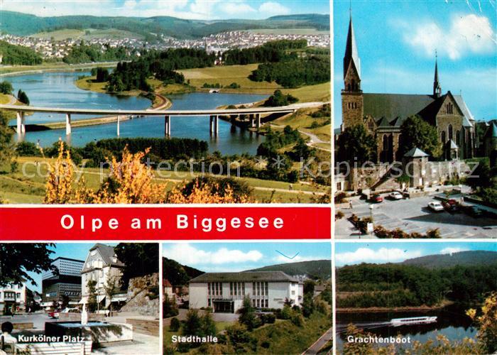 Olpe Biggesee Panorama Kirche Kurkoelner Platz Stadthalle Grachtenboot