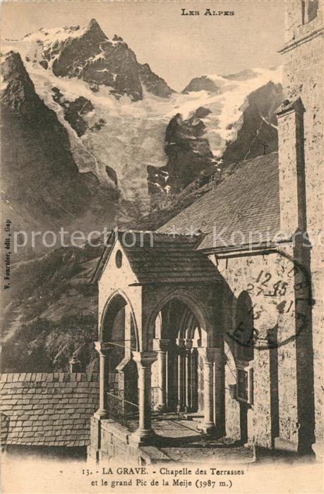 La Grave Chapelle des Terrasses et Pic de la Meije Alpes