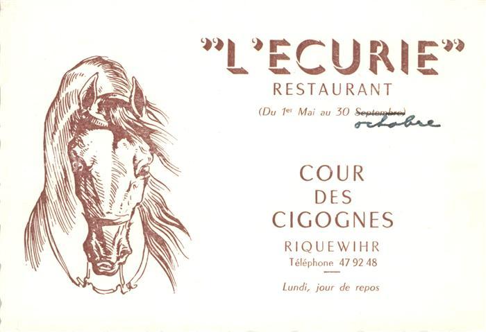 Riquewihr Haut Rhin L'Ecurie Restaurant Cour des Cigognes Cheval