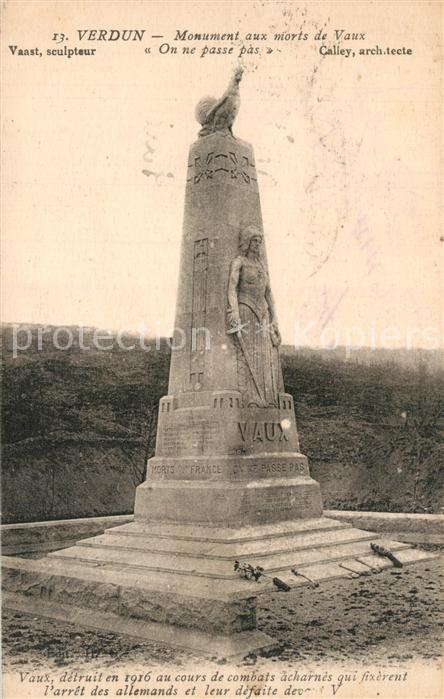 VERDUN Meuse Monument aux morts de Vaux Grande Guerre