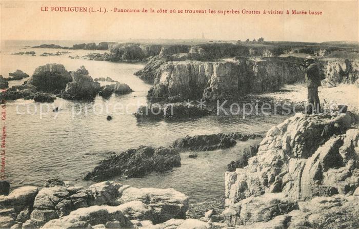 Le Pouliguen Panorama de la côte avec les grottes a visiter à marée basse