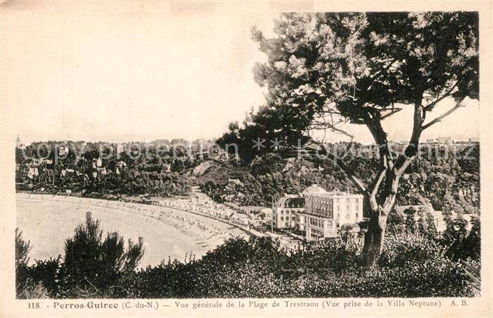 Perros-Guirec Vue Generale de la Plage de Trestraou vue prise de la Villa Neptun