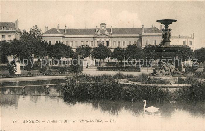 Angers Jardin du Mail Hôtel de Ville Fontaine Etang