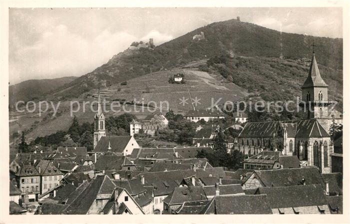 Ribeauville Haut Rhin Elsass Ortsansicht mit Kirche