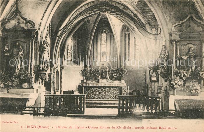 Buzy-Darmont Intérieur de l'Eglise Choeur Roman du XIe siècle Autels Renaissance