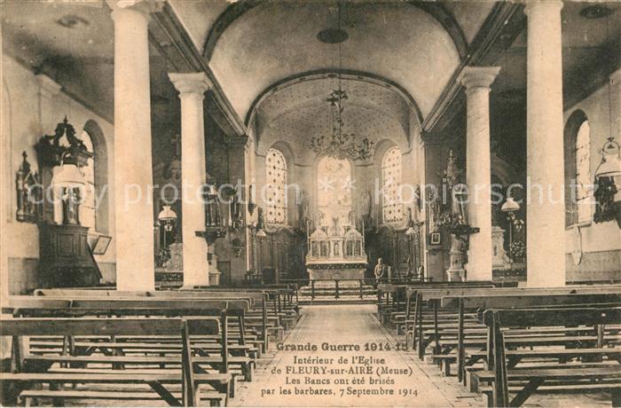 Fleury-sur-Aire Intérieur de l'Eglise Grande Guerre 1. Weltkrieg