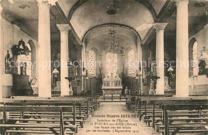 Fleury-sur-Aire Intérieur de l'Eglise Grande Guerre 1. Weltkrieg