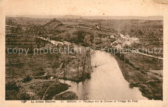 Glenic Paysage sur la Creuse et Village du Pont
