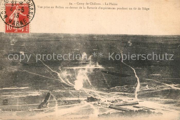 Camp de Chalons Vue prise en Ballon au dessus de la Batterie d’experiences penda