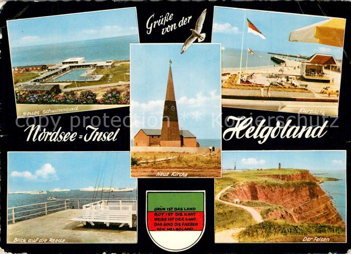 Helgoland Neues Schwimmbad Kurplatz Blick auf die Reede Der Felsen