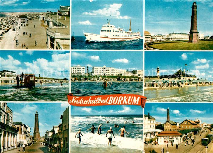 Borkum Strandpartien Fahrgastschiff Leuchtturm Ortsansichten