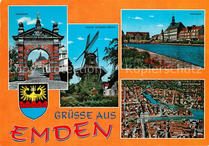 Emden Ostfriesland Hafentor Frouw Johanna Muehle Rathaus Stadtzentrum