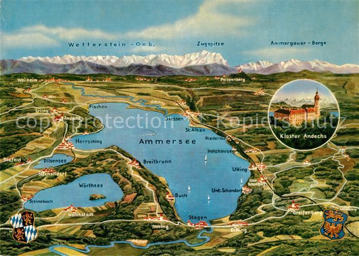 Kloster Andechs Ammersee Panoramakarte