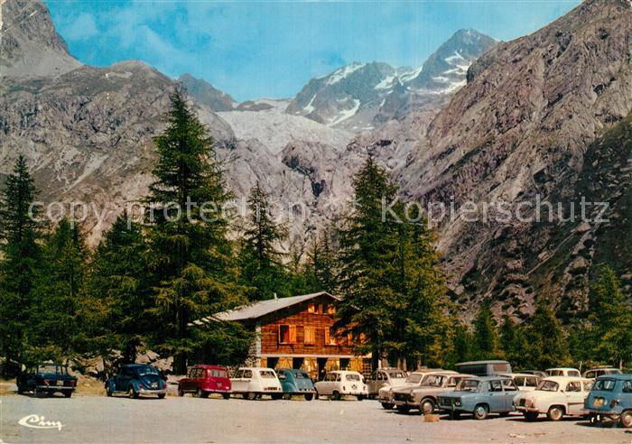 Pelvoux Refuge Cézanne au Pre de Madame Carle au fond Glacier Blanc Ailefroide A