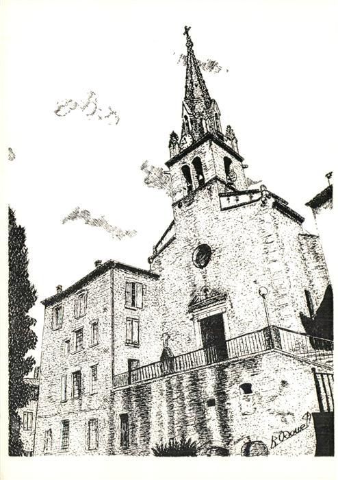Joyeuse Eglise Dessin Kuenstlerkarte