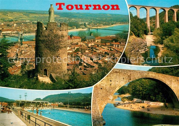 Tournon-sur-Rhone Vue panoramique Tour Pont Piscine
