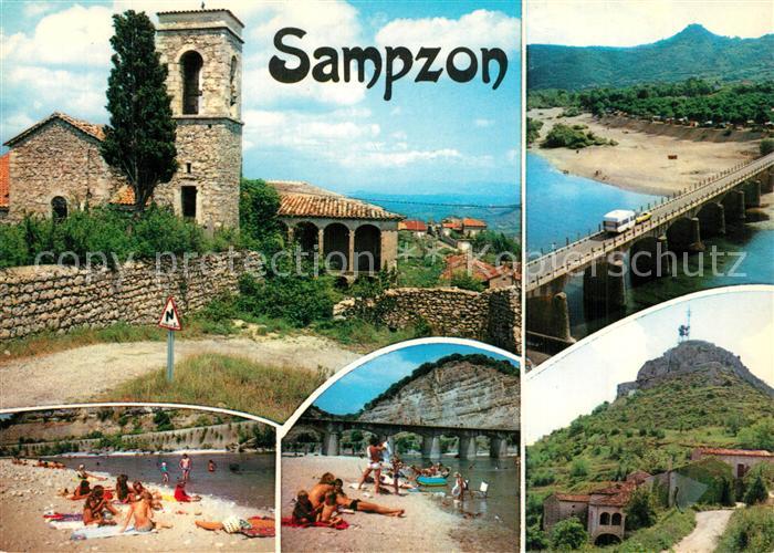 Sampzon Panorama Vallee de l'Ardèche Village et Rocher de Sampzon Plage Pont