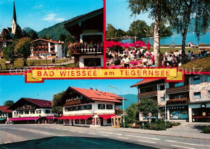 Bad Wiessee Ortsmotiv mit Kirche Seepromenade Tegernsee Hauptstrasse
