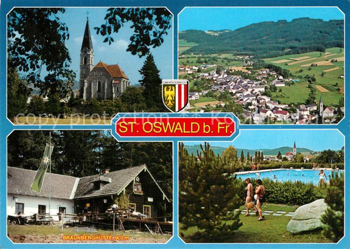St Oswald Freistadt Panorama Erholungsort im Muehlviertel Kirche Braunberghuette
