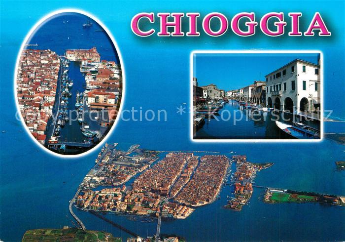 Chioggia Venetien Seehafen Fliegeraufnahmen Wasserstrasse
