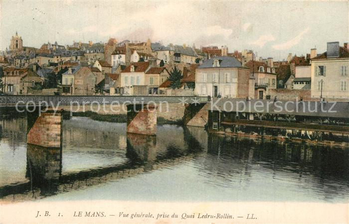 Le Mans Sarthe Vue Generale prise du Quai Ledru Rollin Pont