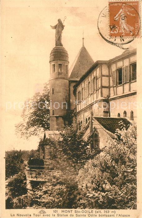 Mont-Sainte-Odile Mont-Ste-Odile Nouvelle tour avec Statue de Saint Odile Couven