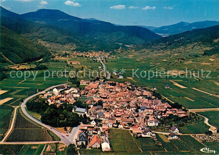 Kientzheim Vue aérienne au fond Kaysersberg et chaîne des Vosges