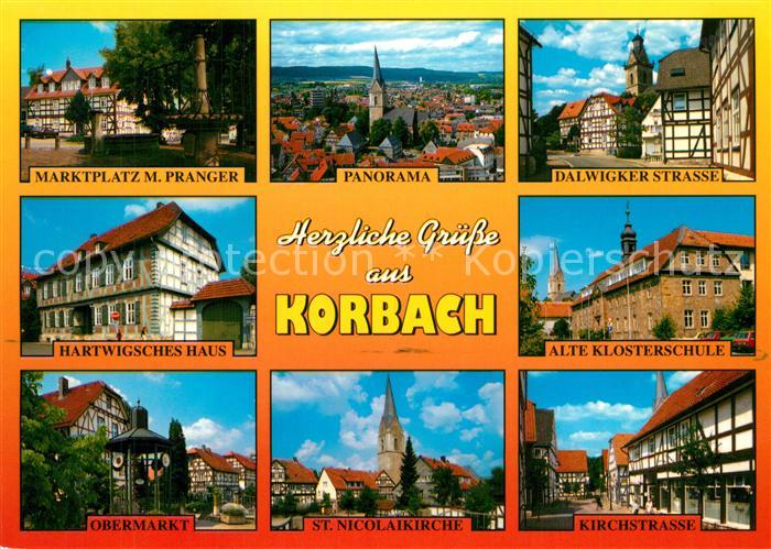 Korbach Marktplatz mit Pranger Panorama Dalwigkerstr Hartwigsches Haus Alte Klos