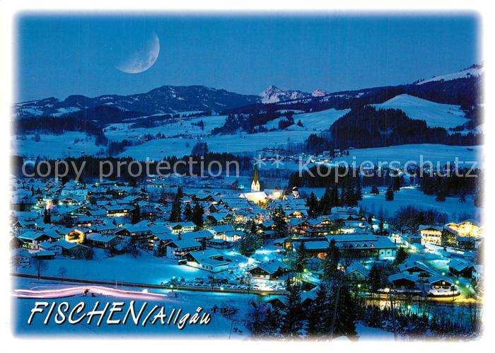 Fischen Allgaeu mit Entschenkopf Nebelhorn und Rubihorn bei Nacht