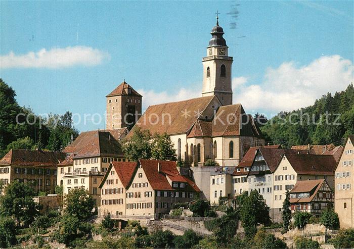 Horb Neckar Ortsansicht mit Kirche