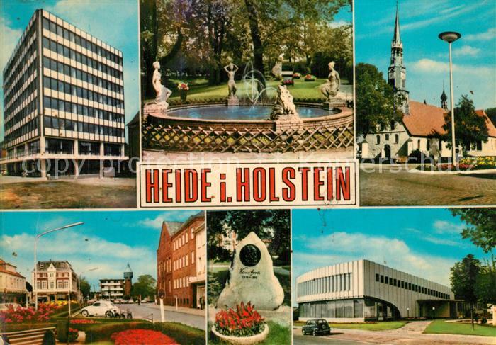 Heide Holstein Hochhaus Brunnen Kirche Strasse Stadthalle