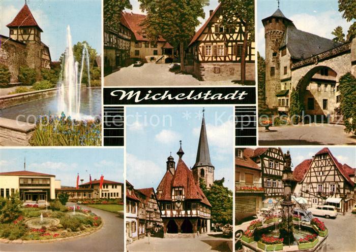 Michelstadt Brunnen Fachwerkhaeuser Ortsansichten