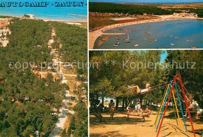 Zaton Fliegeraufnahme JTP Turisthotel Autocamp Zaton Spielplatz