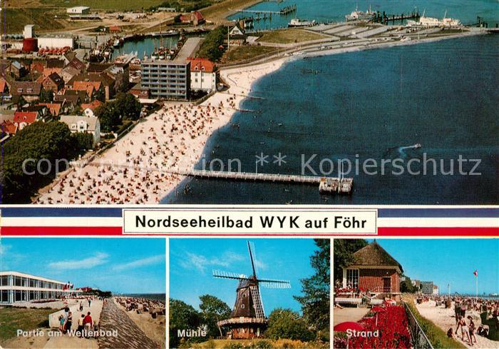 Wyk Foehr Fliegeraufnahme Partie am Wellenbad Muehle Strand