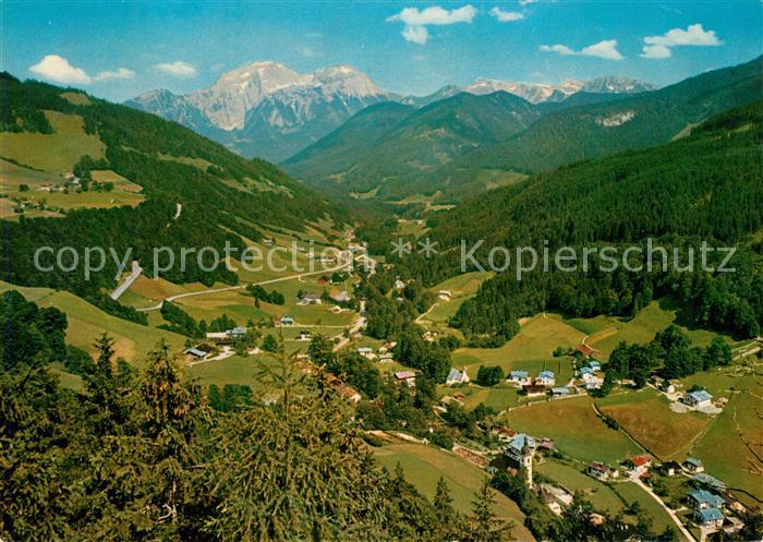 Ramsau Berchtesgaden Ramsautal mit Deutscher Alpenstrasse Hohem Goell und Hageng