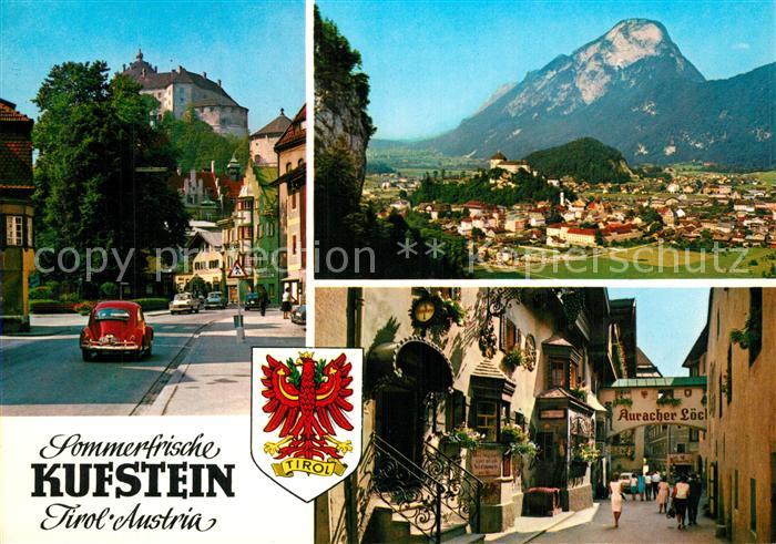 Kufstein Tirol Hauptstrasse mit Festung Kufstein mit Pendling Auracher Loechl