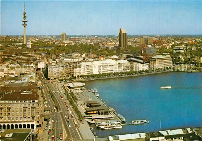 Hamburg Fliegeraufnahme Binnenalster Jungfernstieg Fernsehturm