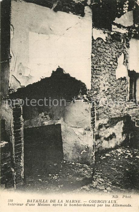 Courgivaux Bataille de la Marne Interieur d’une Maison apres le bombardement par