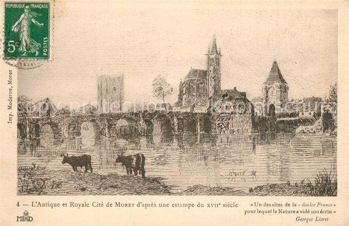 Moret-sur-Loing Antique et Royale Cite de Moret d’apres une estampe du XVIIe sie