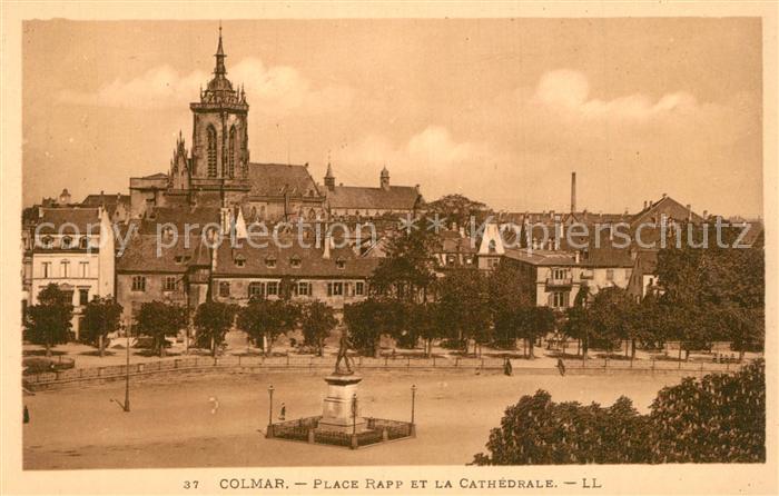 Colmar Haut Rhin Elsass Place Rapp et la Cathedrale