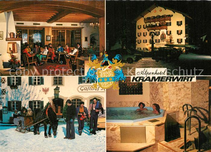 Mayrhofen Zillertal Alpenhotel Kramerwirt Gaststube Pferdeschlitten Whirlpool