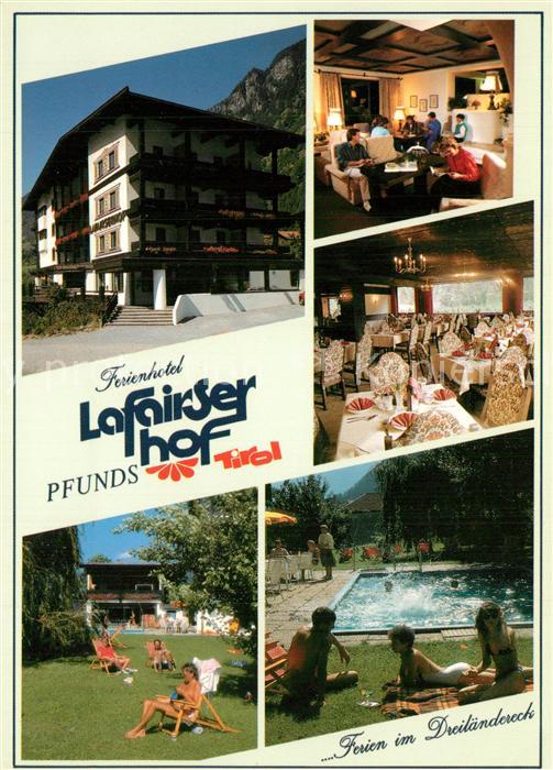 Pfunds Ferienhotel Lafairser Hof Gastraeume Liegewiese Schwimmbad