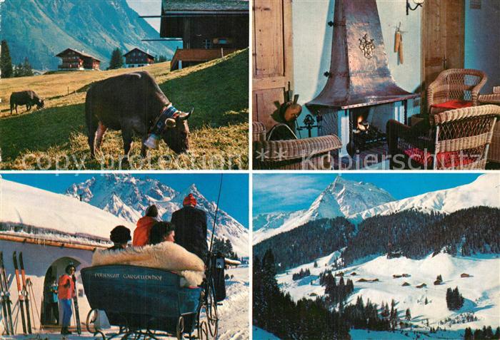 Gargellen Vorarlberg Feriengut Gargellenhof Kaminzimmer Almvieh Kuehe Pferdeschl