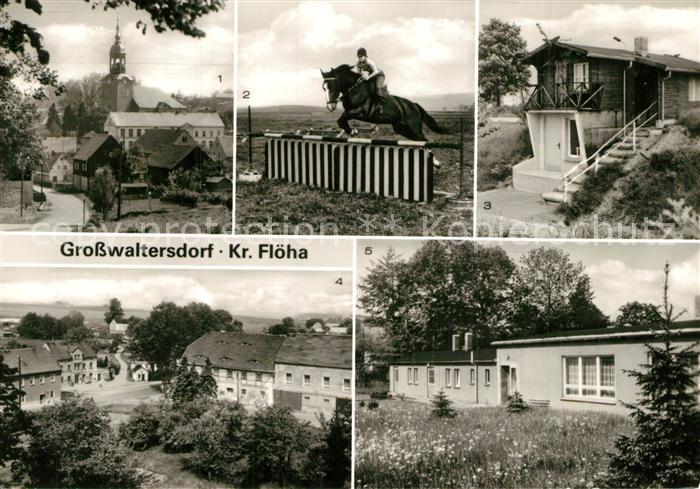 Grosswaltersdorf Motiv mit Kirche Springreiter Skihuette Jugendclub