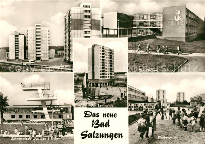 Bad Salzungen Otto Grotewohl Strasse Schule Schwimmbad Leninplatz Hochhaus Kinde